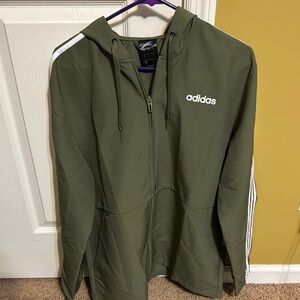Adidas Forest Green Hoodie with White Stripes